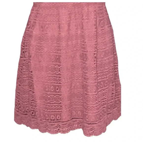 ABERCROMBIE & FITCH | Dusty Rose Eyelet Crochet Smoked Back Dress Size L - Picture 8 of 10